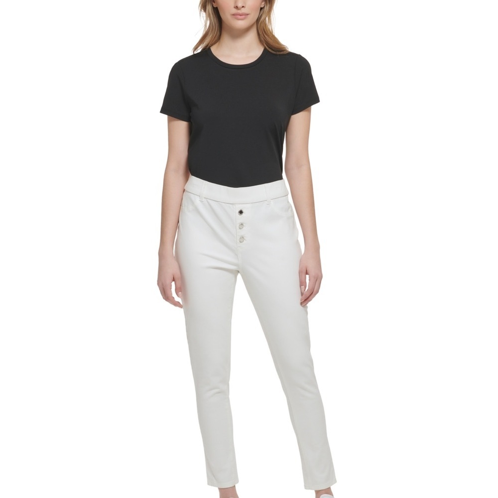 Calvin Klein Black Top and White Skinny Pants